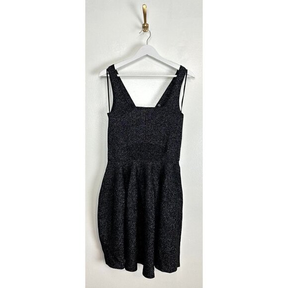 TED BAKER London Glitzia Square Neck Sleeveless Metallic Skater Dress in Black - Picture 4 of 13